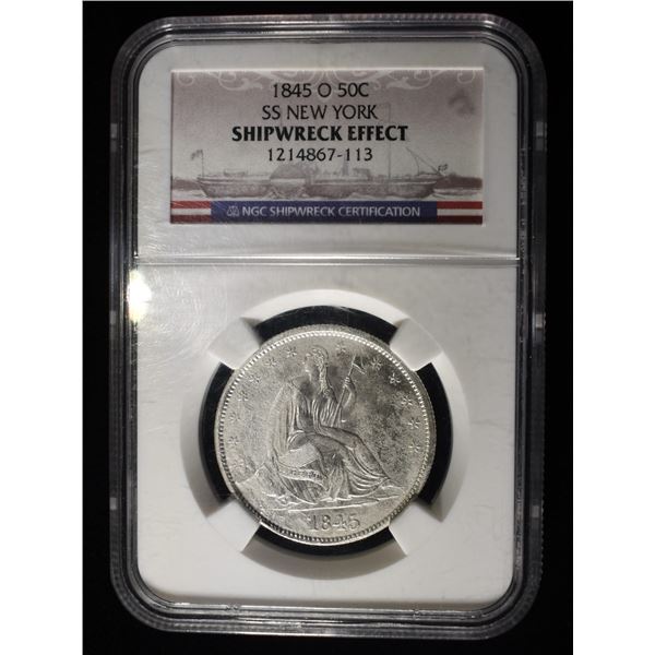 1845-O SEATED LIBERTY HALF DOLLAR SS NEW YORK