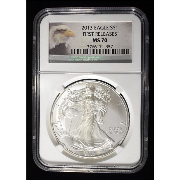 2013 SILVER EAGLE NGC MS-70 1ST RELEASE