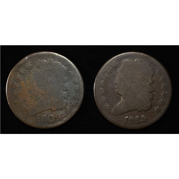 1825 & 1809 HALF CENTS AG/G