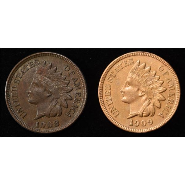1908 & 1909 INDIAN CENTS BU