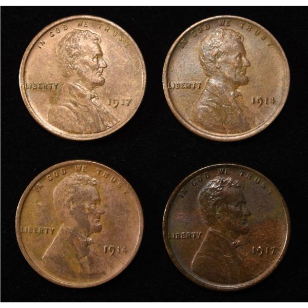 (2) 1914 & (2) 1917 LINCOLN CENTS
