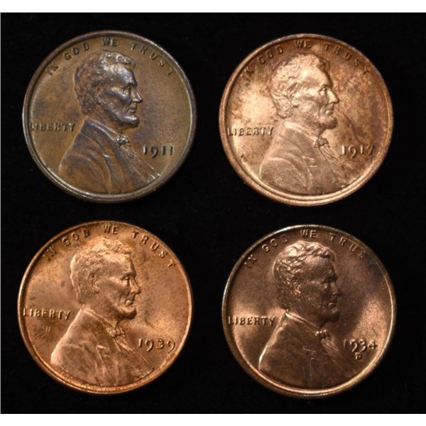 1911, 17, 34-D, 39 LINCOLN CENTS BU