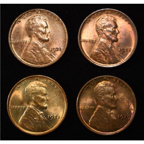 1923, 1928, 1929, 1932 LINCOLN CENTS BU