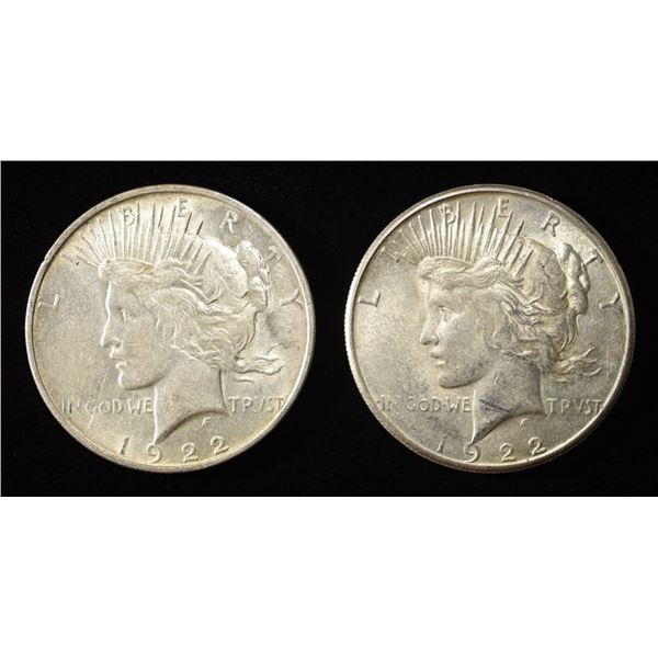 1922-D,S PEACE DOLLARS AU
