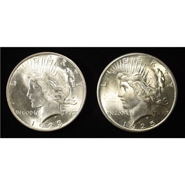1923 & 1925 PEACE DOLLARS CH BU