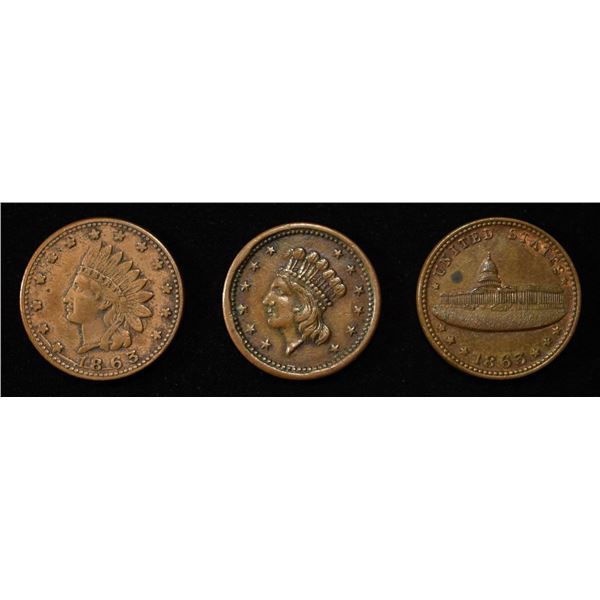 3 CIVIL WAR TOKENS