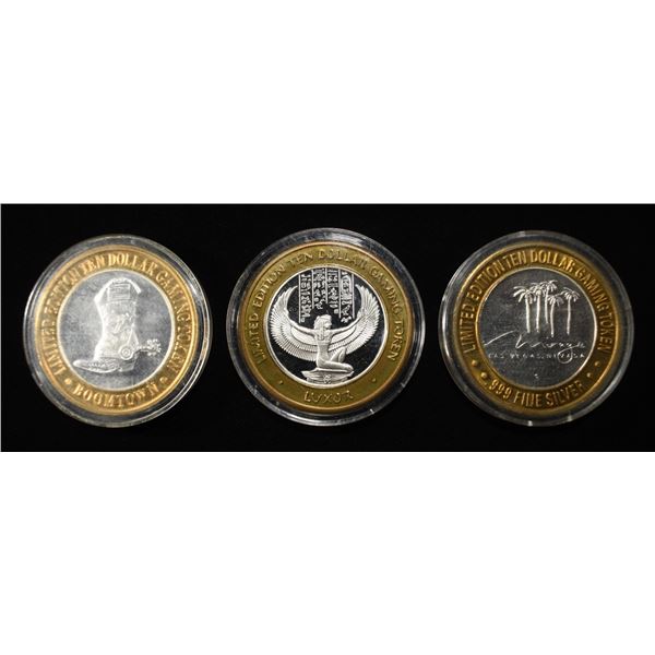 (3) .999 SILVER CASINO COINS