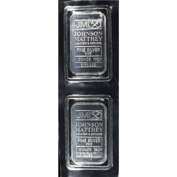 (2) 1 OZ .999 SILVER JOHNSON MATHEY BARS