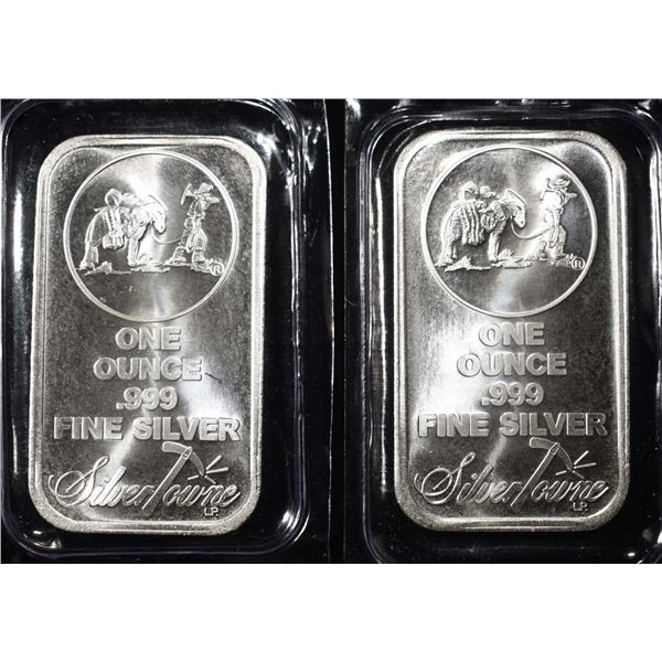 (2) 1 OZ SILVERTOWNE MINERS .999 SILVER BARS
