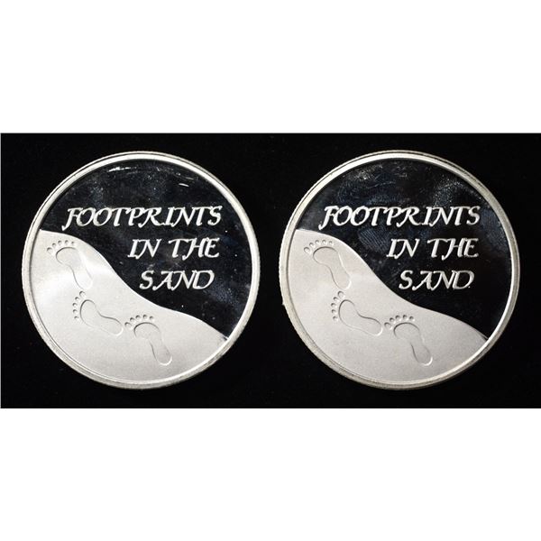 (2) 1 OZ FOOT PRINTS  .999 SILVER ROUNDS