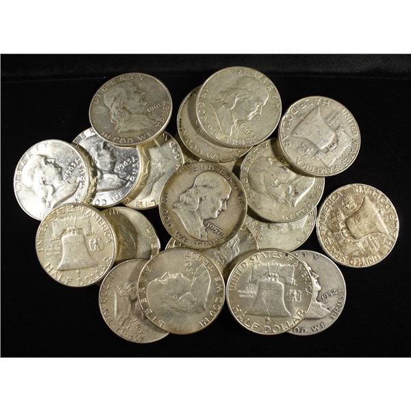 (20)90% SILVER FRANKLIN HALVES