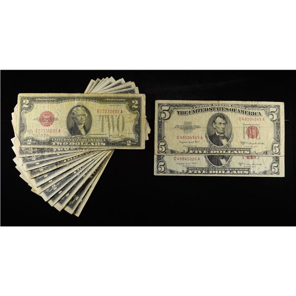 (12) $2 & (2) $5 RED SEAL NOTES
