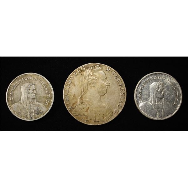 (3) MIXED FOREIGN SILVER COINS