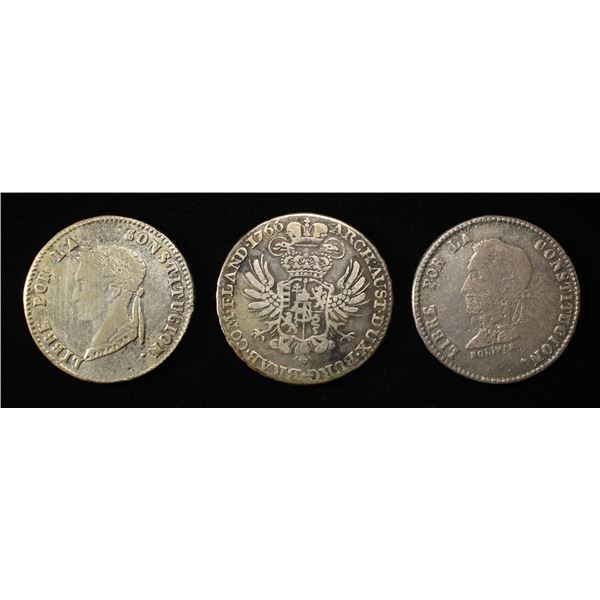 (3) MIXED FOREIGN SILVER COINS