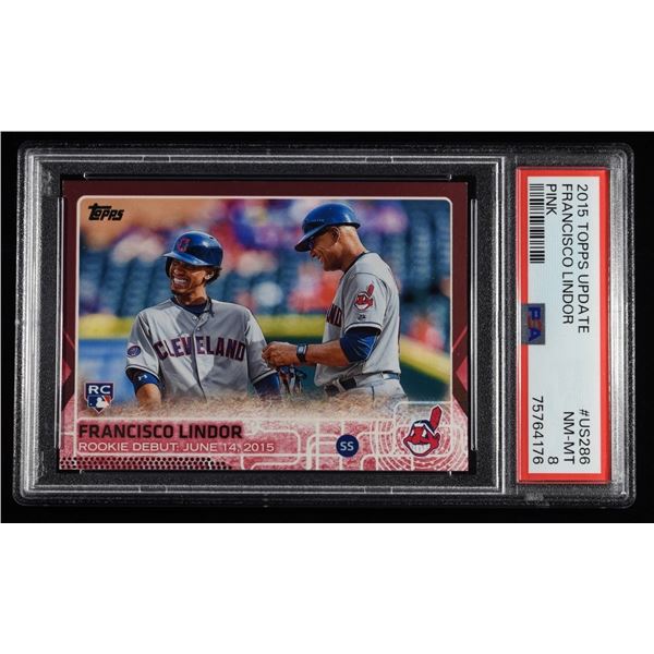 2015 TOPPS UPDATE #US286 LINDOR PSA NM-MT 8