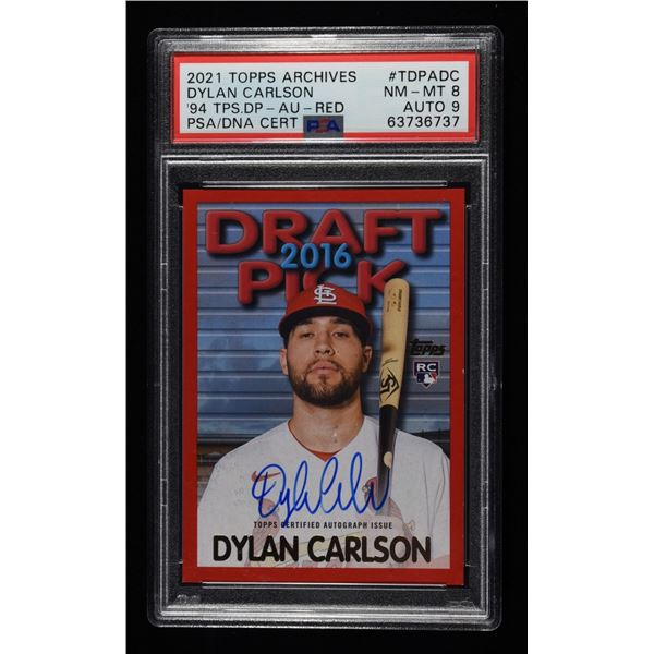 2021 TOPPS ARCHIVES DYLAN CARLSON AUTO PSA 8/9
