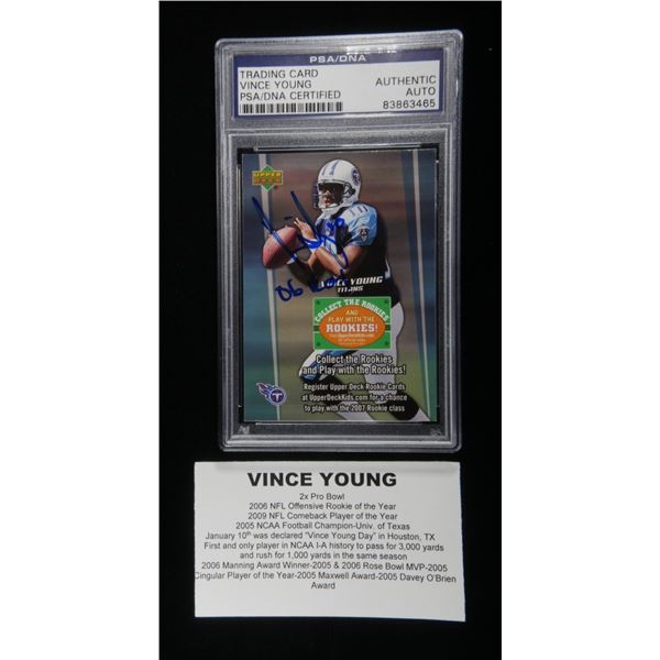 2006 UD VINCE YOUNG SIGNED CARD PSA/DNA CERTIFIED