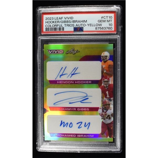 2023 HOOKER/GIBBS/IBRAHIM PSA GEM MT 10 FBALL CARD