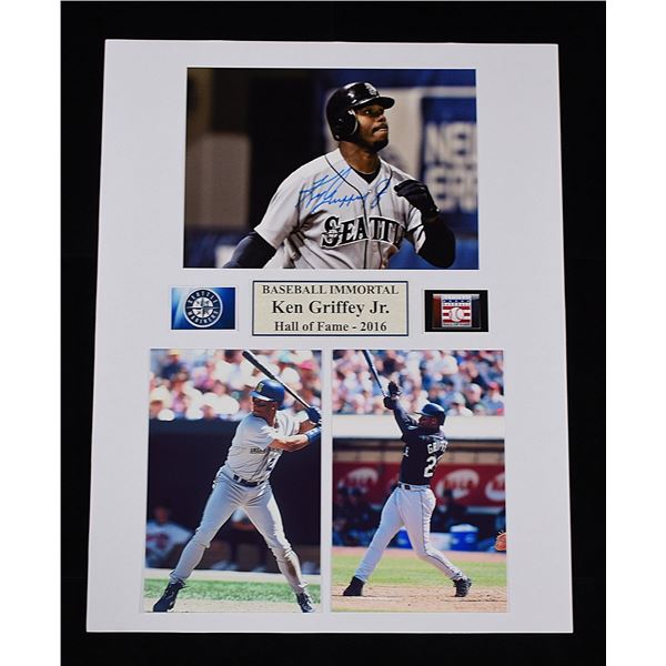 KEN GIFFEY JR SIGNED PHOTO 5X7 MATTED W/COA