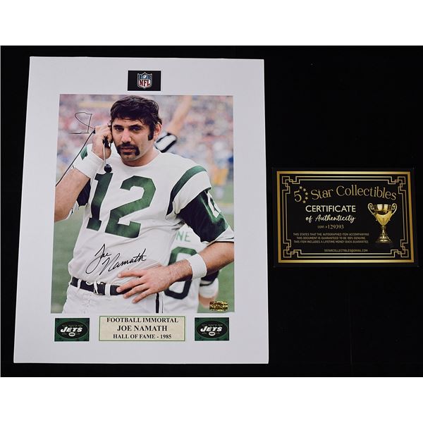 JOE NAMATH SIGNED PHOTO 8X10 MATTED W/COA