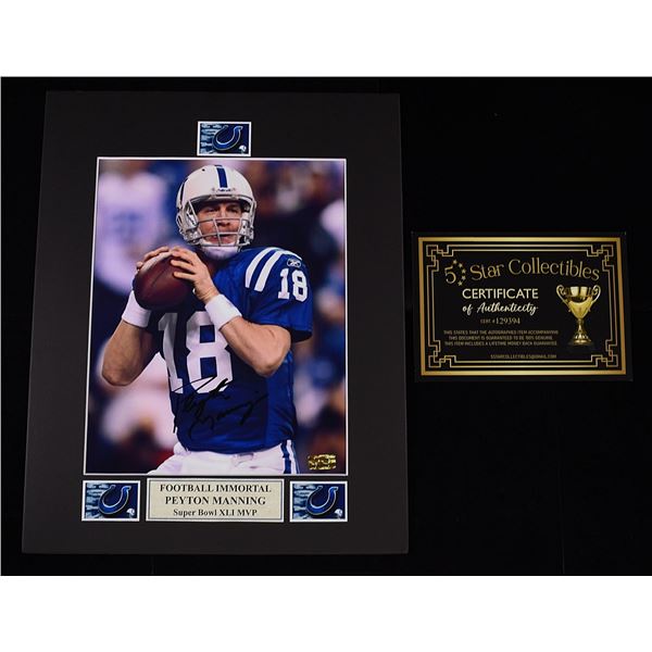 PEYTON MANNING SIGNED PHOTO 8X10 MATTED W/COA