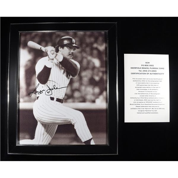 REGGIE JACKSON SIGNED PHOTO 8 X 10 FRAMED W/ COA