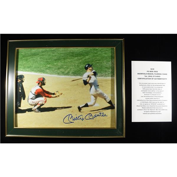MICKEY MANTEL SIGNED PHOTO 8 X 10 FRAMED W/ COA