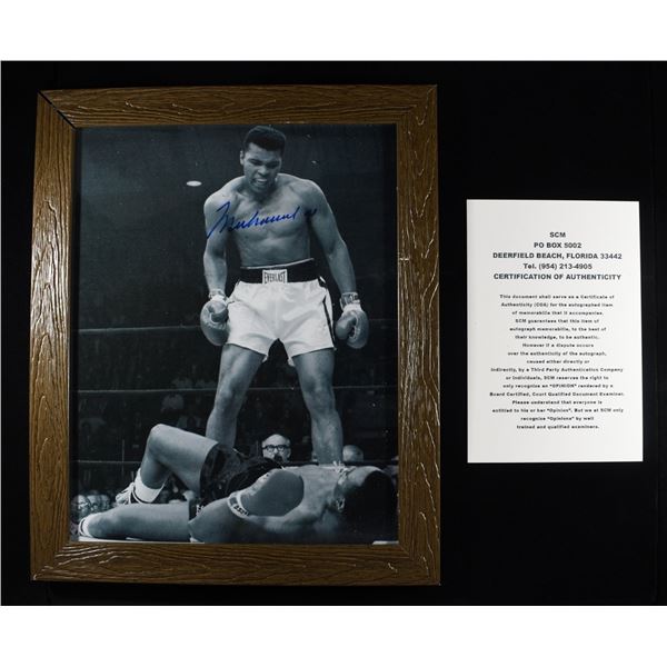 MUHAMMAD ALI SIGNED PHOTO 8 X 10 FRAMED W/ COA