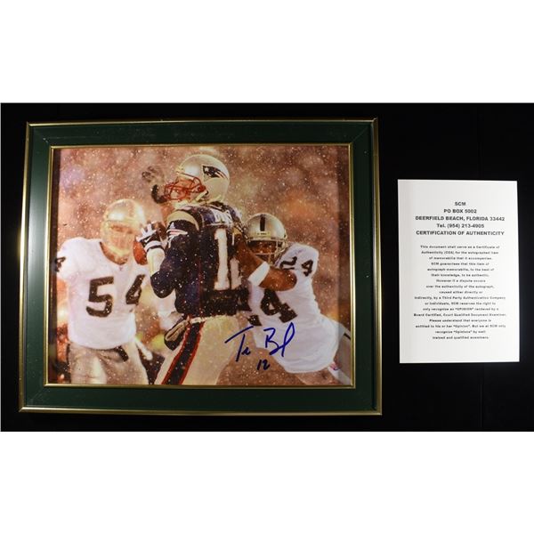 TOM BRADY SIGNED PHOTO 8 X 10 FRAMED W/ COA