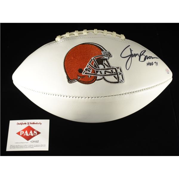 JIM BROWN SIGNED CLEVEVLAND BROWNS FOOTBALL W/COA