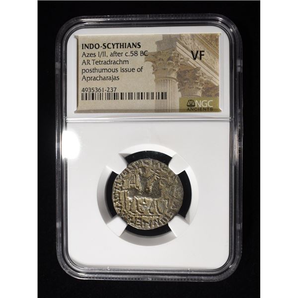 AFTER 58 BC AZES I/II AR TETRADRACHM  NGC VF