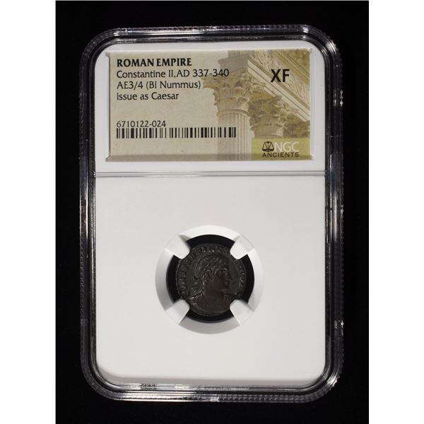 AD 337-340 CONSTANTINE II, AE3/4 BI NUMMUS NGC XF