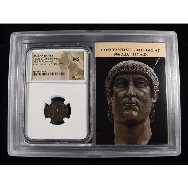 AD 307-337 CONSTANTINE I, AE3 BI NUMMUS NGC MS