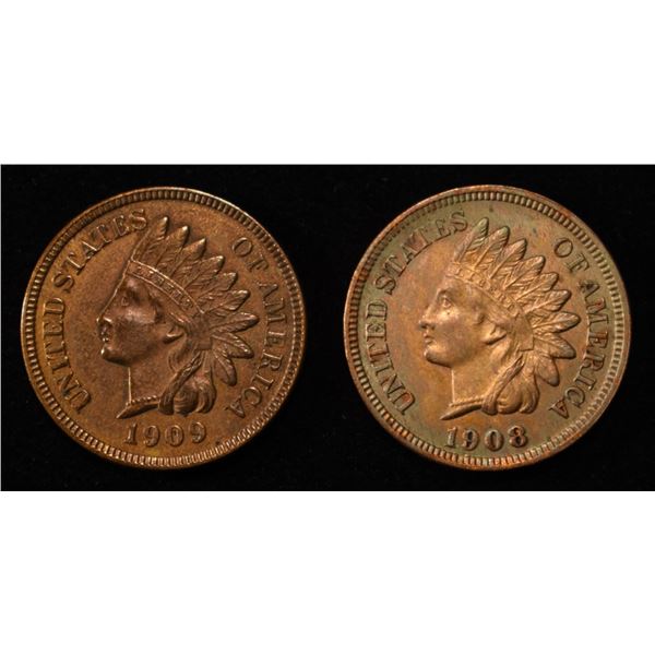 1908 & 1909 INDIAN CENTS AU/BU