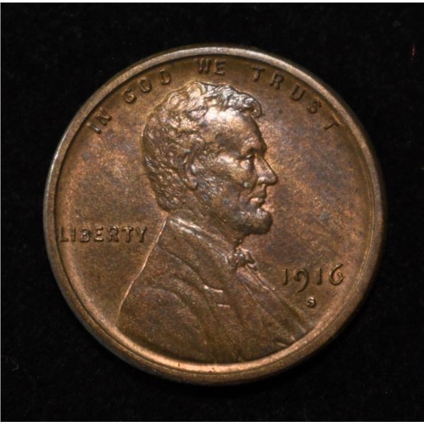 1916-S LINCOLN CENT CH/GEM BU RB
