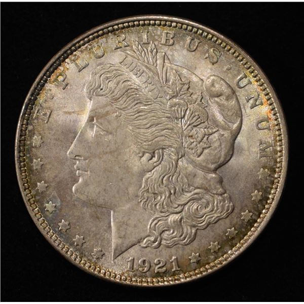 1921 MORGAN DOLLAR CH BU COLOR