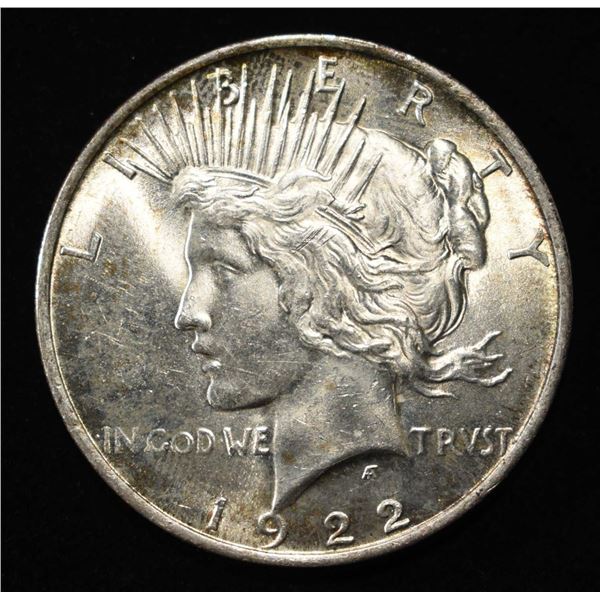 1922 PEACE DOLLAR CH/GEM BU COLOR
