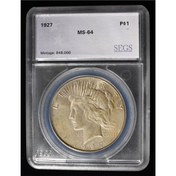 1927 PEACE DOLLAR SEGS CH/GEM BU
