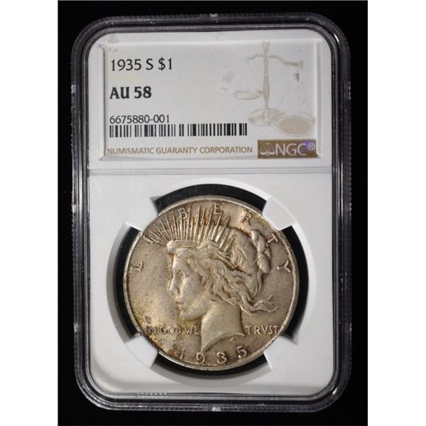 1935-S PEACE DOLLAR NGC AU-58