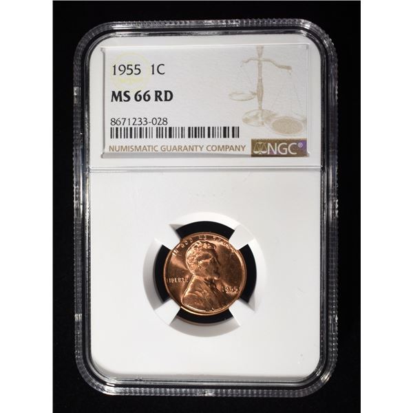 1955 LINCOLN CENT NGC MS-66 RD