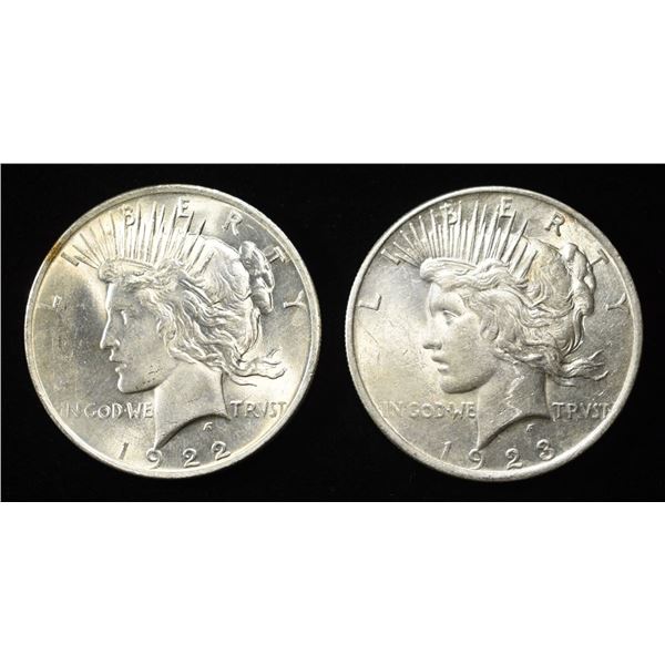 1922, 23 PEACE DOLLARS
