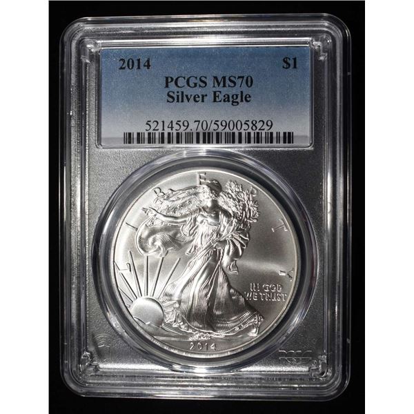 2014 AMERICAN SILVER EAGLE PCGS MS70