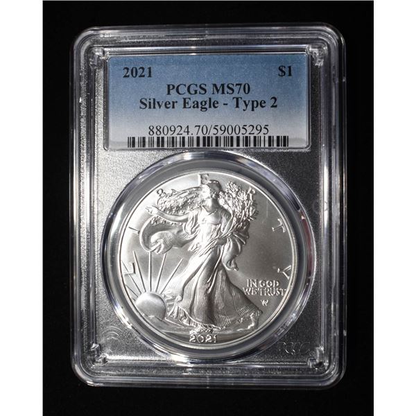 2021 TYPE 2 AMERICAN SILVER EAGLE PCGS MS70