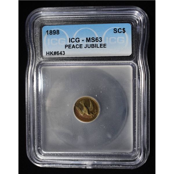 1898 PEACE JUBILEE SO CALLED DOLLAR ICG MS63