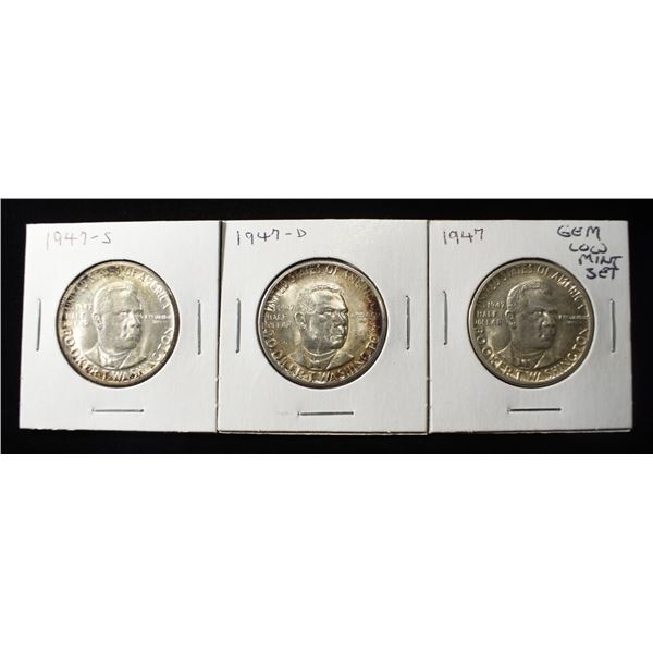 1947-P,D,S BOOKER T WASHINGTON COMMEM SET GEM BU