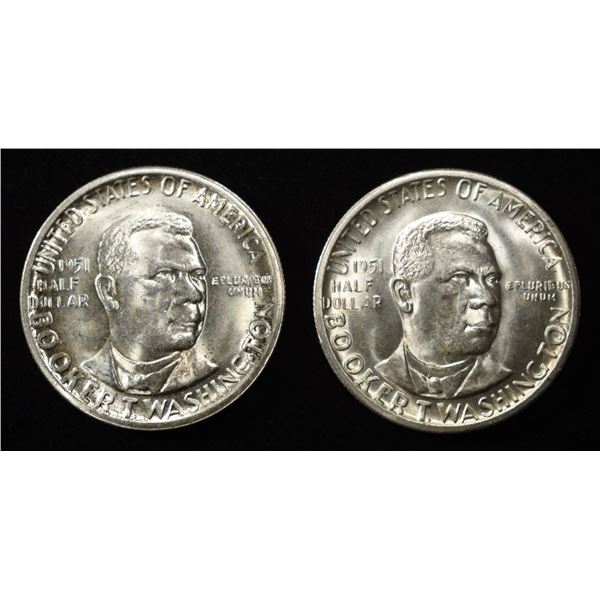 1951-P,S BOOKER T WASHINGTON COMMEM HALVES GEM BU