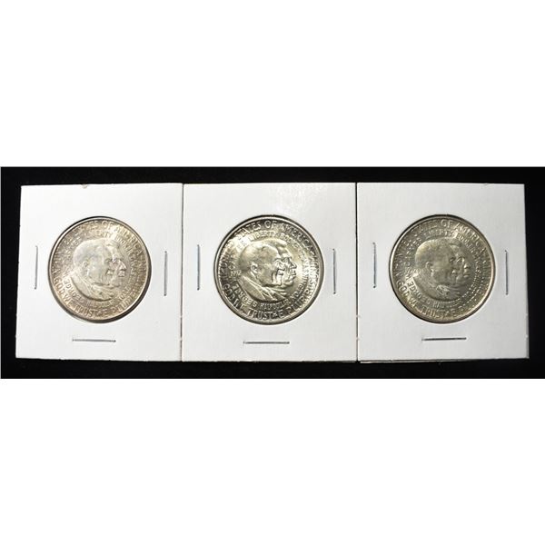 (3) 1952 WASH/CARVER COMMEM HALVES GEM BU