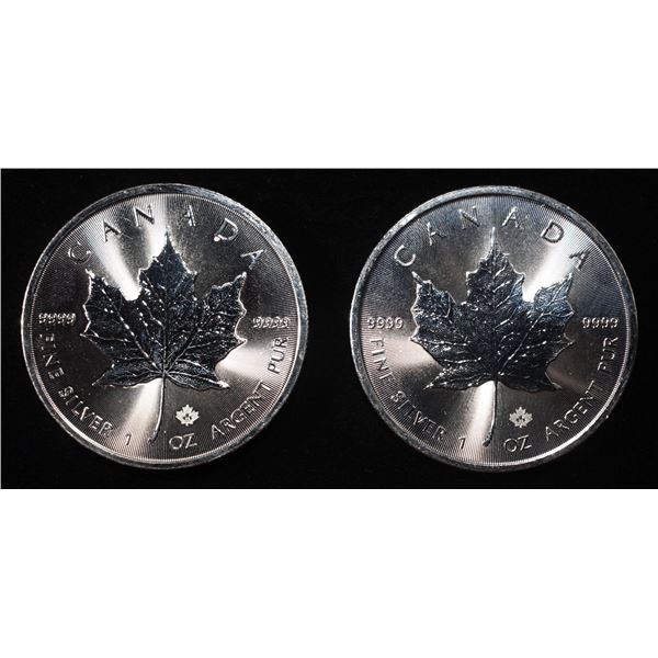 (2) 1 OZ MAPLE .999 SILVER ROUNDS