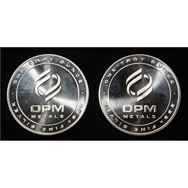 (2) 1 OZ OPM METALS .999 SILVER ROUNDS