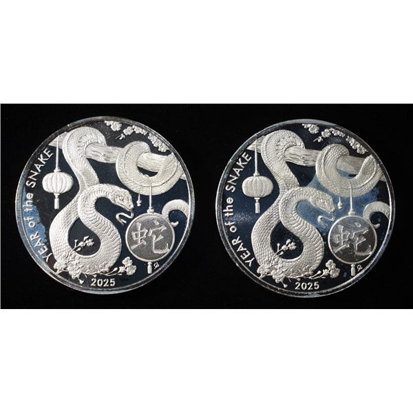 (2) 1 OZ YOT SNAKE .999 SILVER ROUNDS